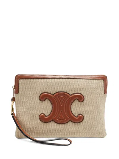 Pre-owned Celine 2025 Triomphe Clutch Bag In Neutrals