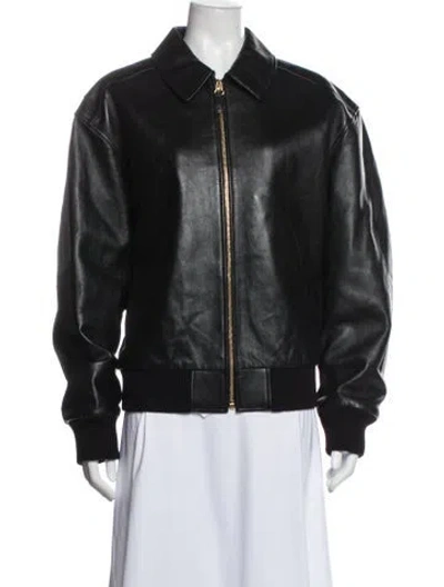 Pre-owned Celine 2025-2026 Leather Bomber Jacket In Black