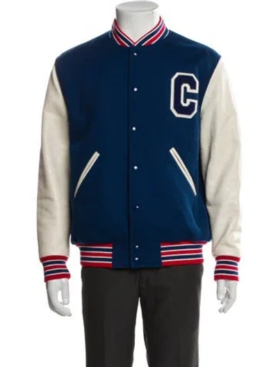 Pre-owned Celine 2025-2026 Wool Varsity Jacket W/ Tags In Blue