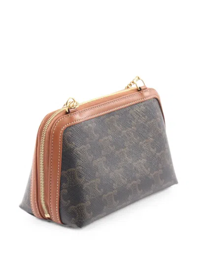 Pre-owned Celine 20s Triomphe Chain Cross Body Bag In Black