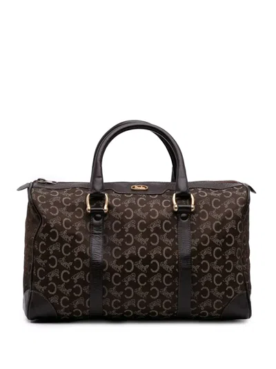Pre-owned Celine 20th Century C Carriage Canvas Boston Bag In Brown