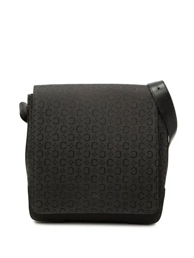 Pre-owned Celine 20th Century C Macadam Canvas Shoulder Bag In Black