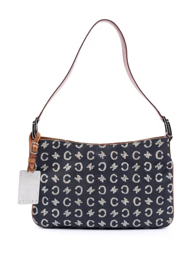 Pre-owned Celine 20th Century C Macadam Denim Shoulder Bag In Blue