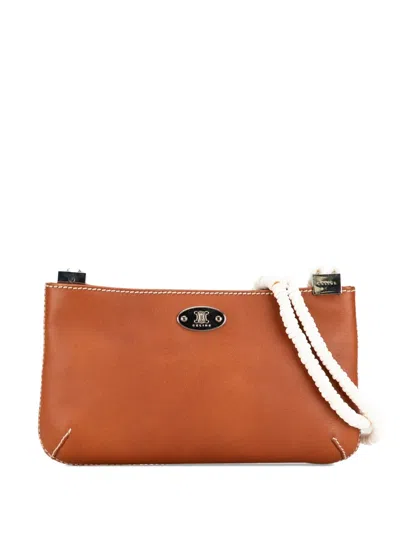 Pre-owned Celine 20th Century Calfskin Shell Strap Shoulder Bag In Brown