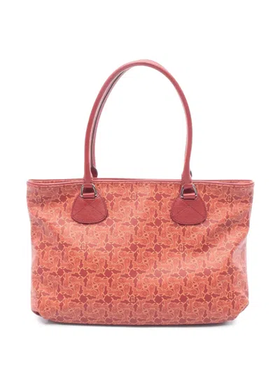Pre-owned Celine 20th Century Coated Canvas Sulky Tote Bag In Red