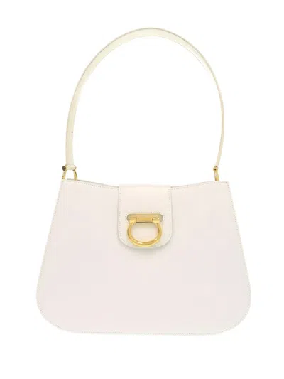Pre-owned Celine 20th Century Leather Horseshoe Shoulder Bag In White