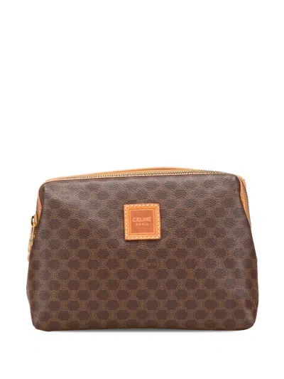 Pre-owned Celine 20th Century Macadam Coated Canvas Clutch Bag In Brown
