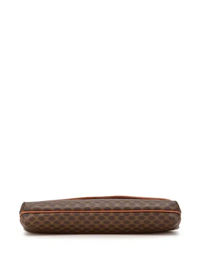 Pre-owned Celine 20th Century Macadam Coated Canvas Clutch Bag In Brown