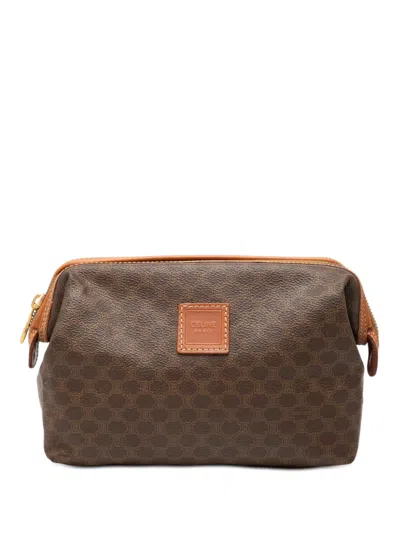 Pre-owned Celine 20th Century Macadam Coated Canvas Clutch Bag In Brown