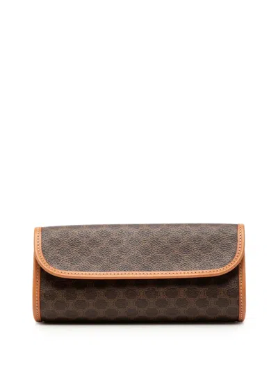 Pre-owned Celine 20th Century Macadam Coated Canvas Clutch Bag In Brown