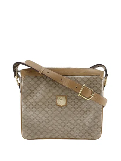 Pre-owned Celine 20th Century Macadam Coated Canvas Crossbody Bag In Brown