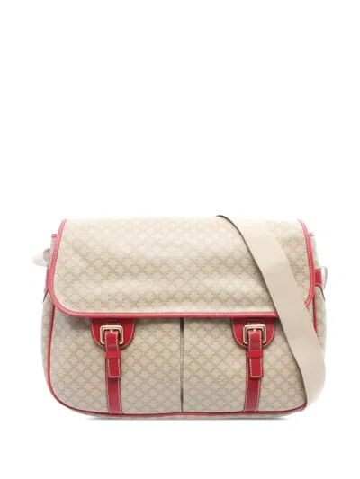 Pre-owned Celine 20th Century Macadam Coated Canvas Crossbody Bag In Neutral