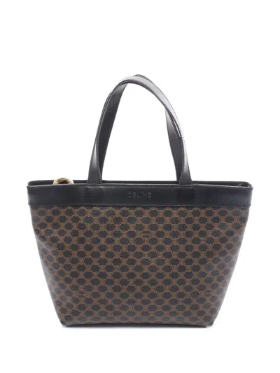 Pre-owned Celine 20th Century Macadam Coated Canvas Handbag In Black