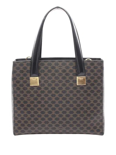 Pre-owned Celine 20th Century Macadam Coated Canvas Handbag In Black