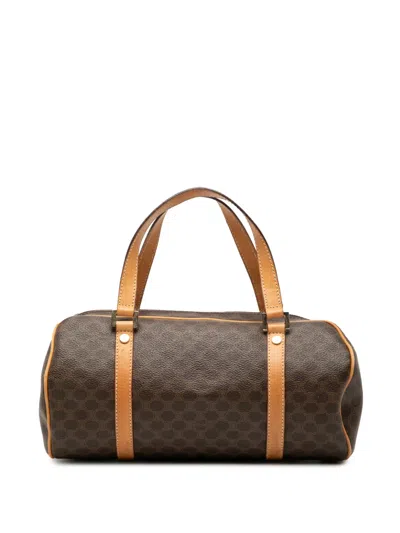 Pre-owned Celine 20th Century Macadam Coated Canvas Handbag In Brown