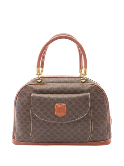 Pre-owned Celine 20th Century Macadam Coated Canvas Handbag In Brown