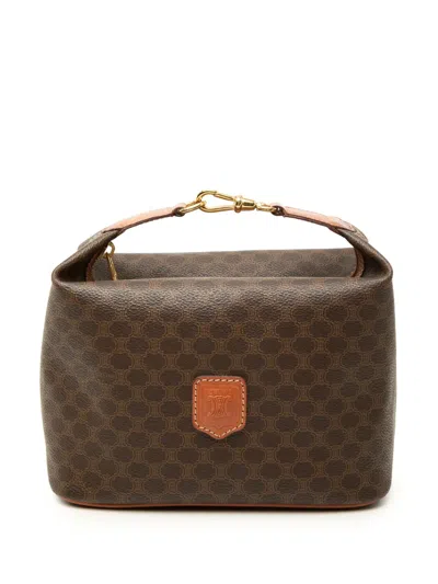 Pre-owned Celine 20th Century Macadam Coated Canvas Handbag In Brown