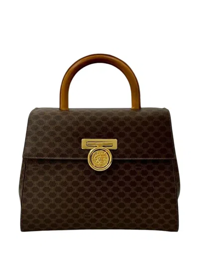 Pre-owned Celine 20th Century Macadam Coated Canvas Medallion Handbag In Brown
