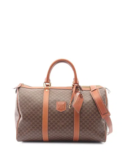 Pre-owned Celine 20th Century Macadam Coated Canvas Satchel In Brown