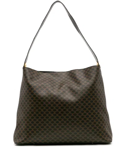 Pre-owned Celine 20th Century Macadam Coated Canvas Shoulder Bag In Brown