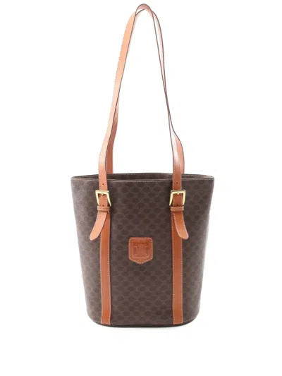 Pre-owned Celine 20th Century Macadam Coated Canvas Tote Bag In Brown