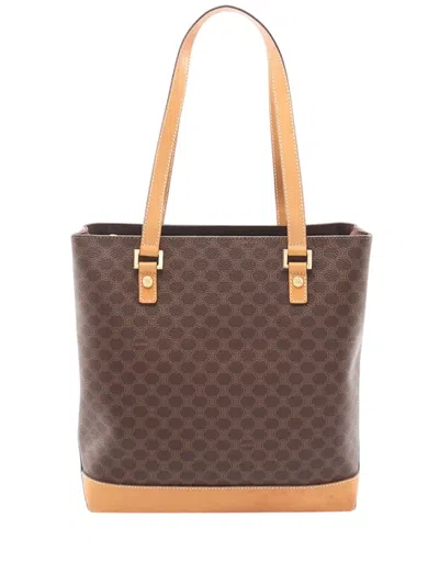 Pre-owned Celine 20th Century Macadam Coated Canvas Tote Bag In Brown
