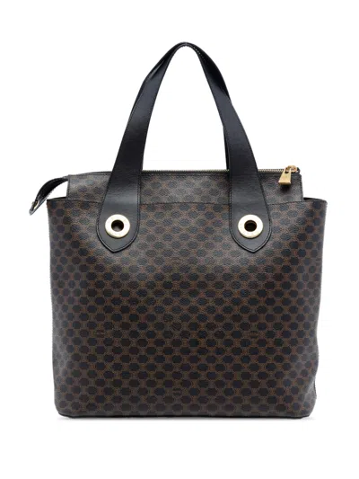 Pre-owned Celine 20th Century Macadam Coated Canvas Tote Bag In Brown