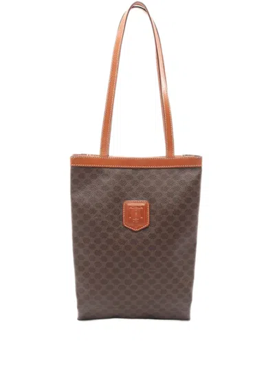 Pre-owned Celine 20th Century Macadam Coated Canvas Tote Bag In Brown