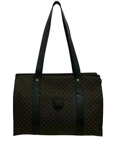 Pre-owned Celine 20th Century Macadam Coated Canvas Tote Bag In Brown