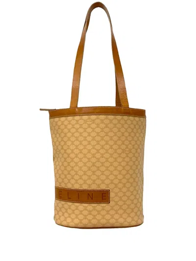 Pre-owned Celine 20th Century Macadam Coated Canvas Tote Bag In Neutral