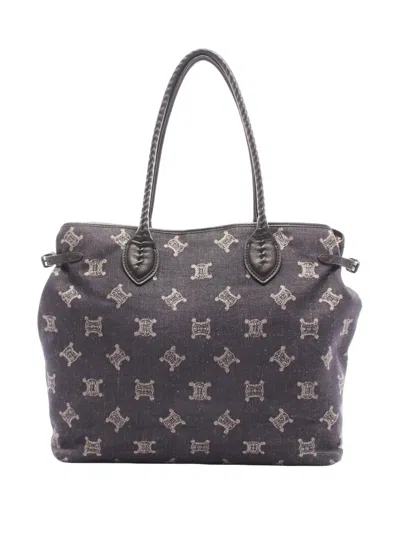 Pre-owned Celine 20th Century Macadam Denim Tote Bag In Grey