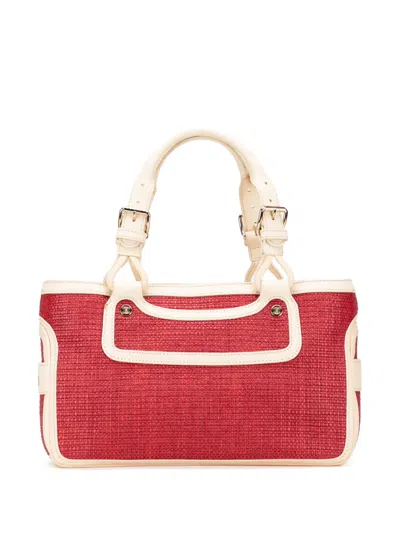 Pre-owned Celine 20th Century Raffia Boogie Handbag In Red