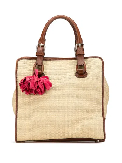 Pre-owned Celine 20th Century Straw Handbag In Brown