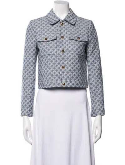 Pre-owned Celine 25 Collection Patterned Jacket W/ Tags In Blue