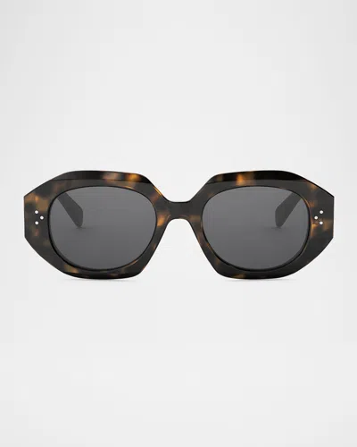 Celine 3 Dot Geometric Square Sunglasses In Blonde Havana/smoke
