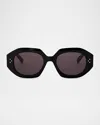 Celine 3 Dot Geometric Square Sunglasses In Shiny Black Violet