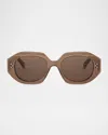 Celine 3 Dot Geometric Square Sunglasses In Shiny Dark Brown Brown