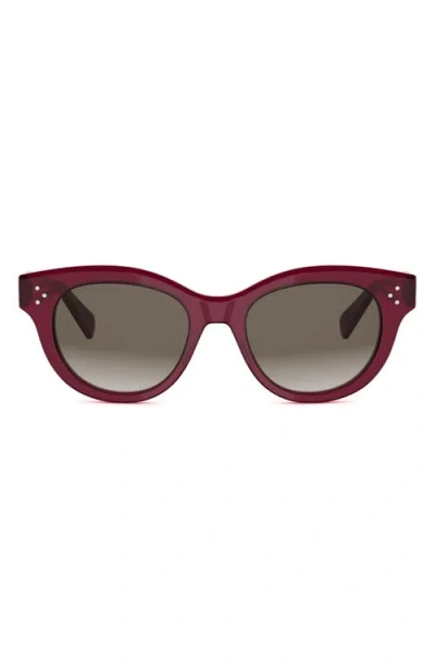 Celine 3 Dots 51mm Round Sunglasses In Burgundy