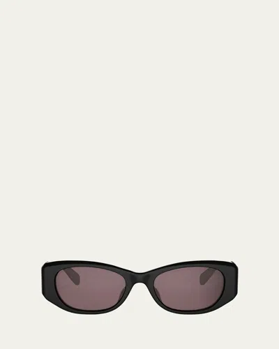 Celine 3 Dots Acetate Rectangular Sunglasses In Shiny Black