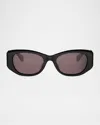 Celine 3 Dots Acetate Rectangular Sunglasses In Shiny Black