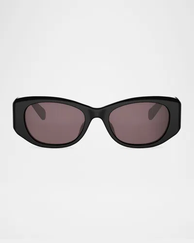 Celine 3 Dots Acetate Rectangular Sunglasses In Shiny Black