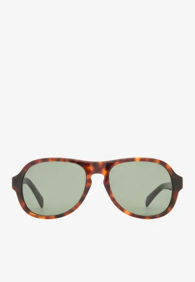 Celine 3 Dots Aviator Sunglasses In Green