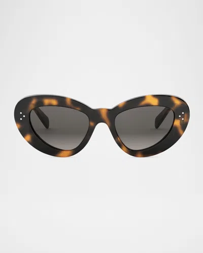 Celine 3 Dots Cat Eye Sunglasses In Dark Havana Gradient Brown
