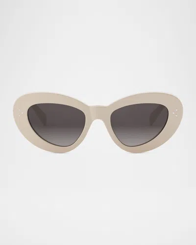 Celine 3 Dots Cat Eye Sunglasses In Ivory Gradient Brown