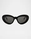 Celine 3 Dots Cat Eye Sunglasses In Shiny Black Smoke