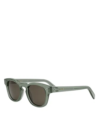 Celine 3 Dots Geometric Sunglasses, 49mm In Shiny Dark Green/brown