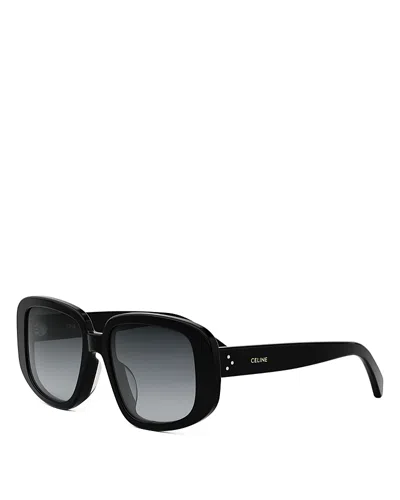 Celine Bold 3 Dots 55mm Geometric Sunglasses In Black/smoke Gradient
