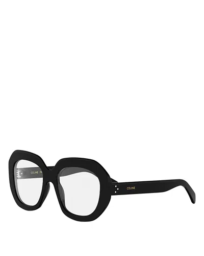 Celine 3 Dots Hd Geometric Eyeglasses, 54mm In Black