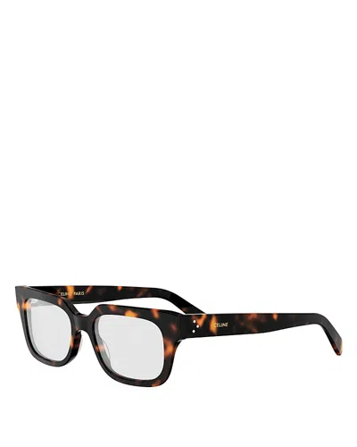 Celine 3 Dots Hd Rectangular Eyeglasses, 53mm In Brown