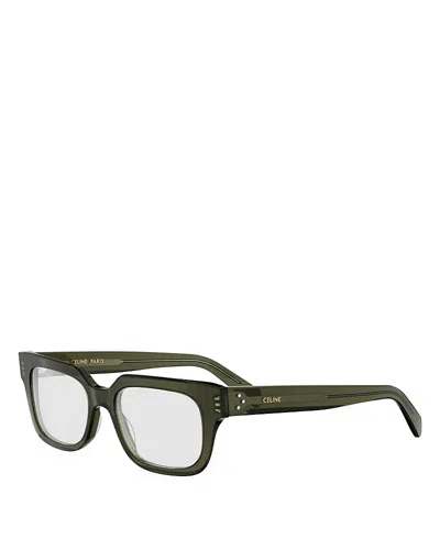 Celine 3 Dots Hd Rectangular Eyeglasses, 53mm In Green